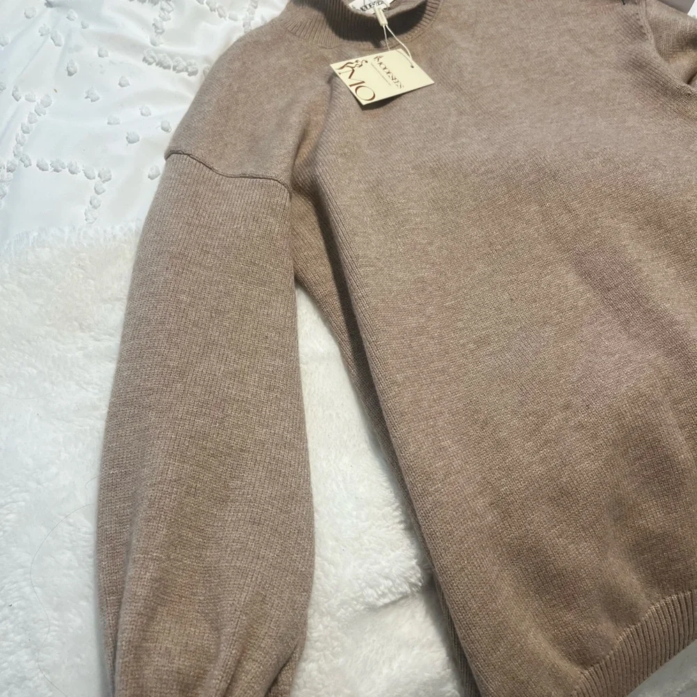 Modesees Taupe Vintage Style Knit/Turtleneck Mini Dress MDA2367I6T - Picture 5 of 5